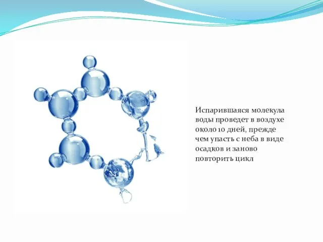 Испарившаяся молекула воды проведет в воздухе около 10 дней, прежде