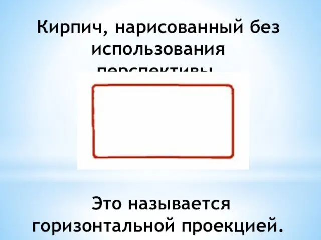 Кирпич, нарисованный без использования перспективы. Это называется горизонтальной проекцией.