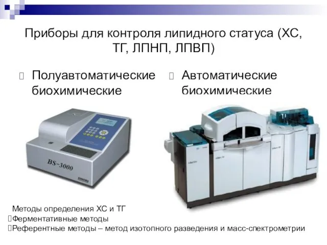 Приборы для контроля липидного статуса (ХС, ТГ, ЛПНП, ЛПВП) Полуавтоматические