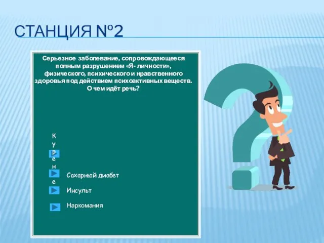 СТАНЦИЯ №2 Серьезное заболевание, сопровождающееся полным разрушением «Я- личности», физического,