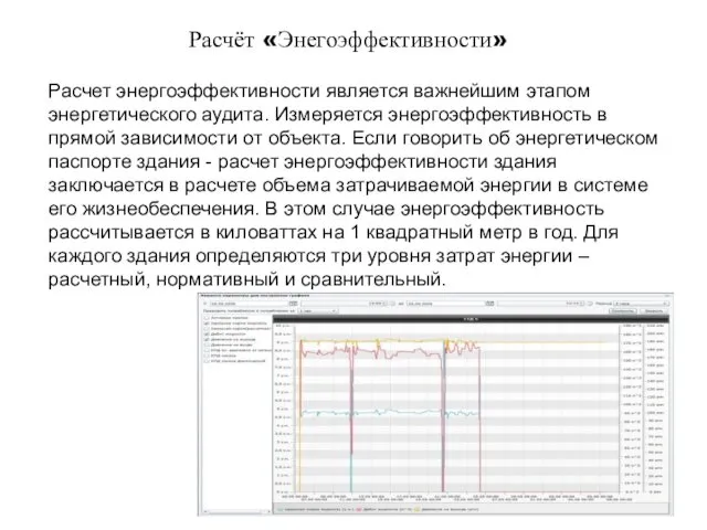 Расчёт «Энегоэффективности» Расчет энергоэффективности является важнейшим этапом энергетического аудита. Измеряется