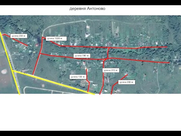 деревня Антоново длина 204 м длина 310 м длина 790