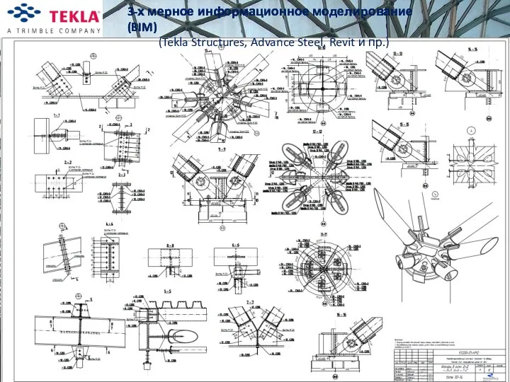 3-х мерное информационное моделирование (BIM) (Tekla Structures, Advance Steel, Revit и пр.)