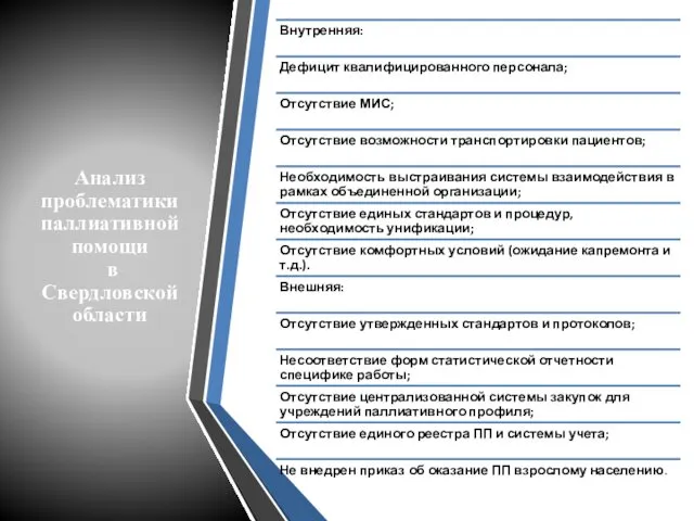 Анализ проблематики паллиативной помощи в Свердловской области