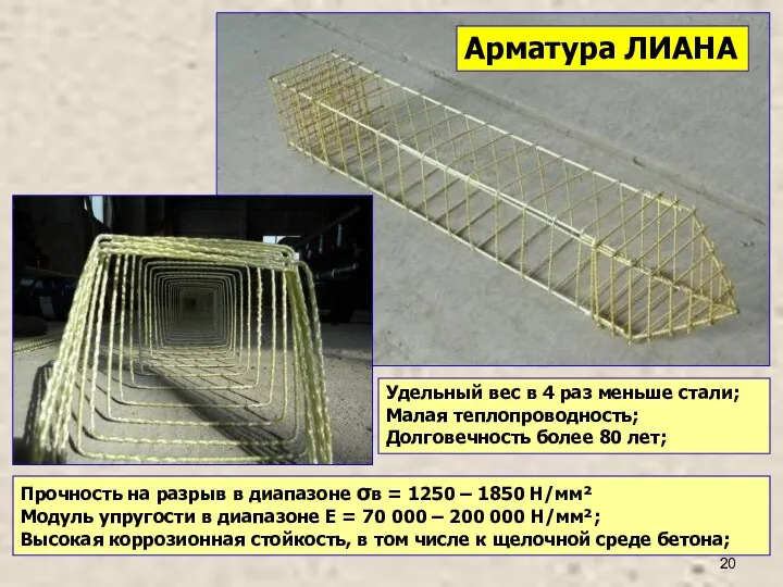 Арматура ЛИАНА Прочность на разрыв в диапазоне σв = 1250