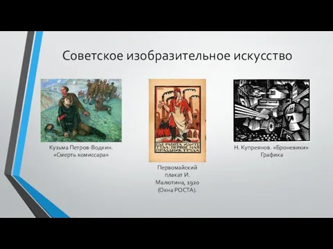 Советское изобразительное искусство Н. Купреянов. «Броневики» Графика Первомайский плакат И.