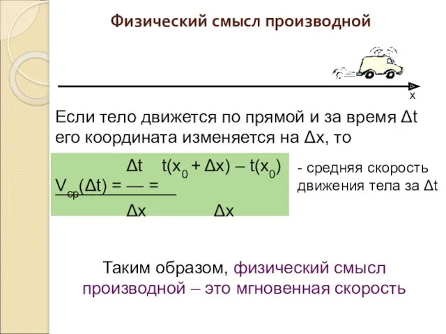 x Если тело движется по прямой и за время Δt