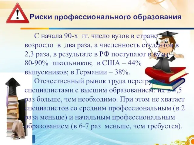 С начала 90-х гг. число вузов в стране возросло в