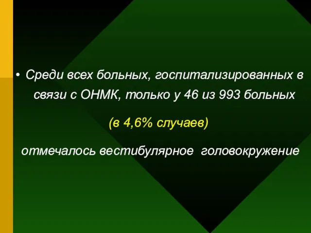 Среди всех больных, госпитализированных в связи с ОНМК, только у