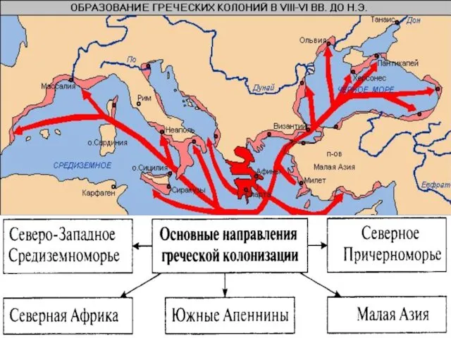 На берегах каких морей древние греки основали свои колонии и как они назывались?