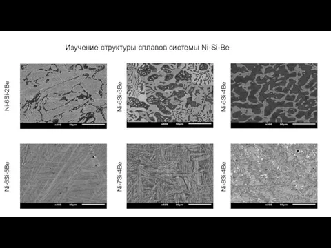 Изучение структуры сплавов системы Ni-Si-Be Ni-6Si-2Be Ni-6Si-3Be Ni-6Si-4Be Ni-6Si-5Be Ni-7Si-4Be Ni-8Si-4Be