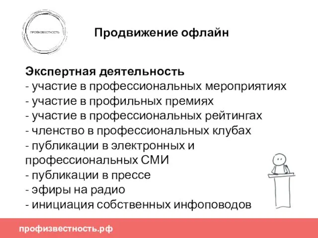 Продвижение офлайн профизвестность.рф Экспертная деятельность - участие в профессиональных мероприятиях - участие в