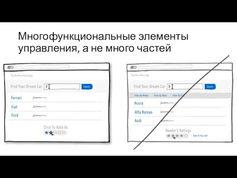 Многофункциональные элементы управления, а не много частей