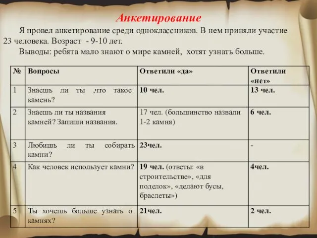 Анкетирование Я провел анкетирование среди одноклассников. В нем приняли участие