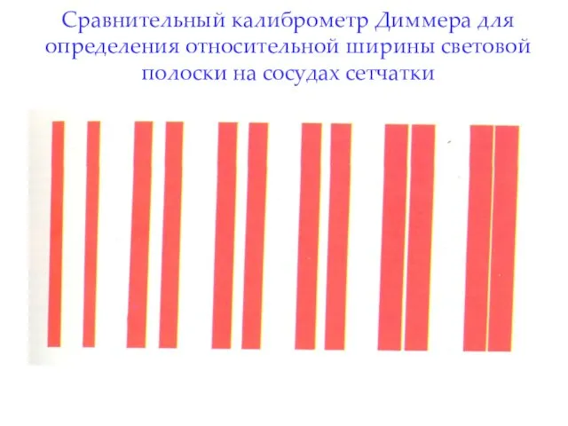 Сравнительный калиброметр Диммера для определения относительной ширины световой полоски на сосудах сетчатки