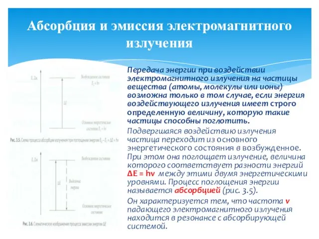 Абсорбция и эмиссия электромагнитного излучения Передача энергии при воздействии электромагнитного