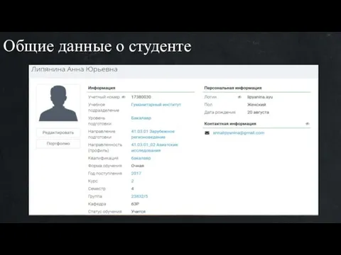 Общие данные о студенте