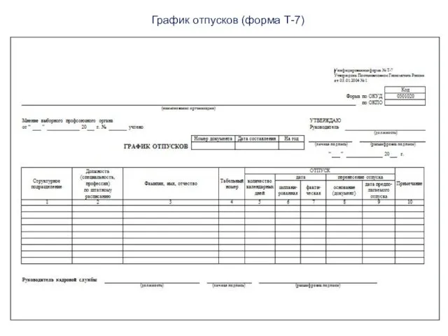 График отпусков (форма Т-7)