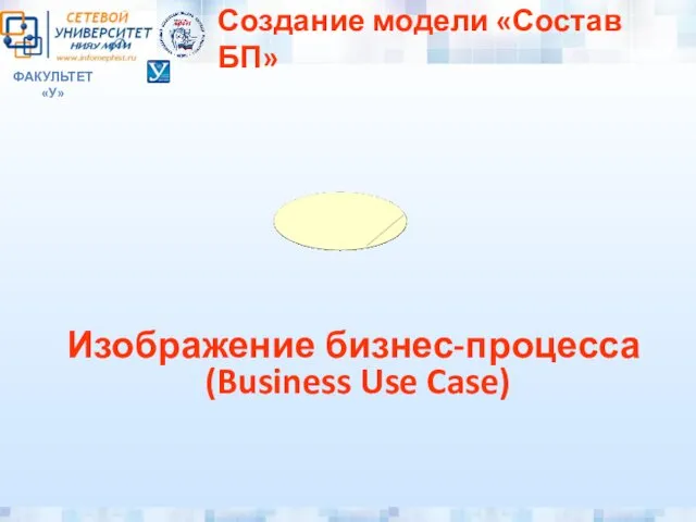 ФАКУЛЬТЕТ «У» Создание модели «Состав БП» Изображение бизнес-процесса (Business Use Case)