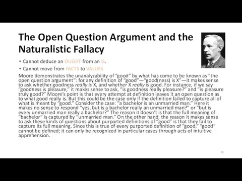 The Open Question Argument and the Naturalistic Fallacy Cannot deduce