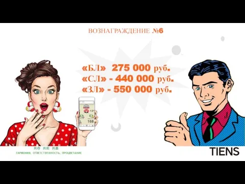 ВОЗНАГРАЖДЕНИЕ №6 «БЛ» 275 000 руб. «СЛ» - 440 000 руб. «ЗЛ» - 550 000 руб.