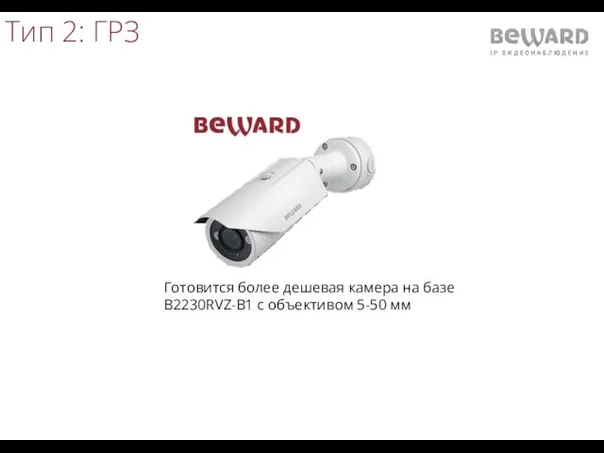 Тип 2: ГРЗ Готовится более дешевая камера на базе B2230RVZ-B1 с объективом 5-50 мм