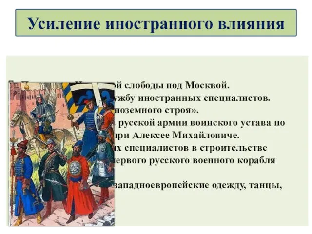 Появление Немецкой слободы под Москвой. Приглашение на службу иностранных специалистов.