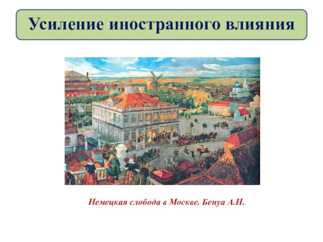 Немецкая слобода в Москве. Бенуа А.Н. Усиление иностранного влияния