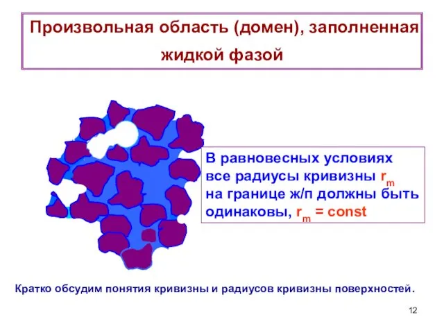 Произвольная область (домен), заполненная жидкой фазой В равновесных условиях все