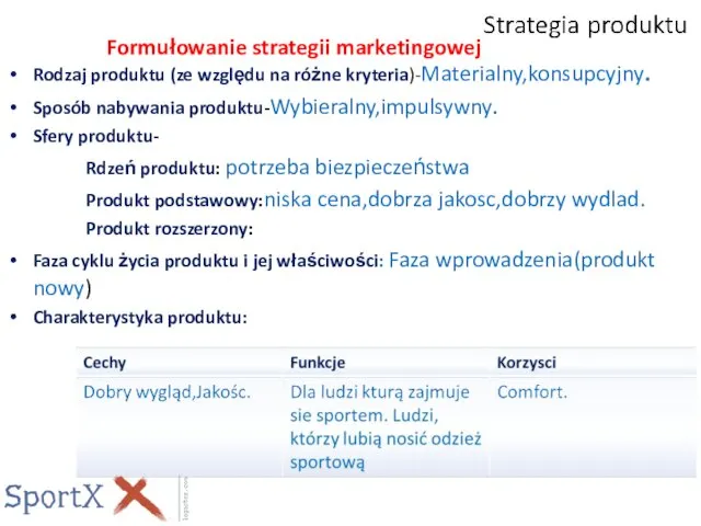 Rodzaj produktu (ze względu na różne kryteria)-Materialny,konsupcyjny. Sposób nabywania produktu-Wybieralny,impulsywny.