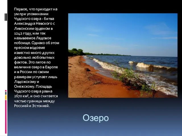 Озеро Первое, что приходит на ум при упоминании Чудского озера