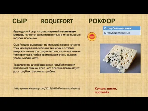 СЫР ROQUEFORT РОКФОР Французский сыр, изготавливаемый из овечьего молока, является