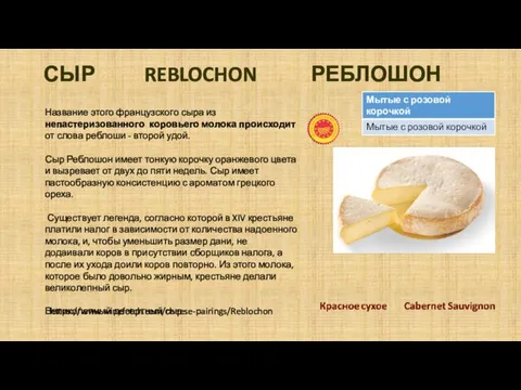 СЫР REBLOCHON РЕБЛОШОН Название этого французского сыра из непастеризованного коровьего