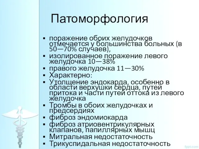 Патоморфология поражение обоих желудочков отмечается у большинства больных (в 50—70%