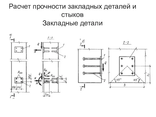 Расчет прочности закладных деталей и стыков Закладные детали