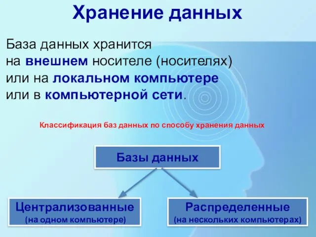 База данных хранится на внешнем носителе (носителях) или на локальном компьютере или в