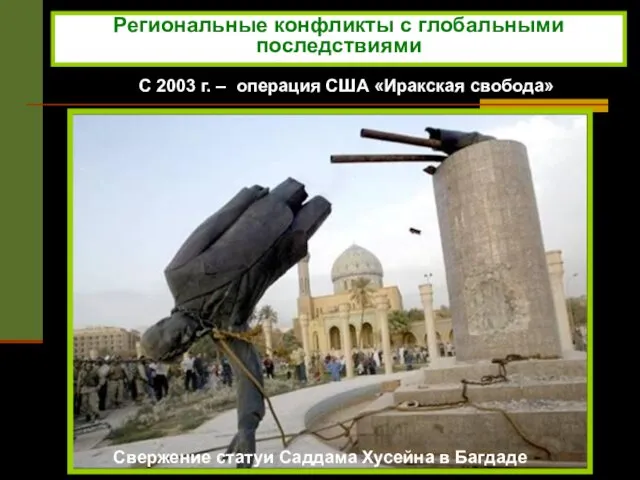 С 2003 г. – операция США «Иракская свобода» Свержение статуи