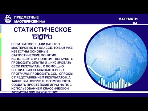 МАОУ «ЛИЦЕЙ №9 «ЛИДЕР» ПРЕДМЕТНЫЕ МАСТЕРСКИЕ СТАТИСТИЧЕСКОЕ БЮРО БУКАРЕВ Д.Ю.