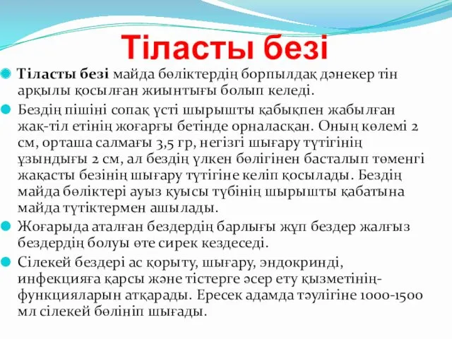 Тіласты безі Тіласты безі майда бөліктердің борпылдақ дәнекер тін арқылы