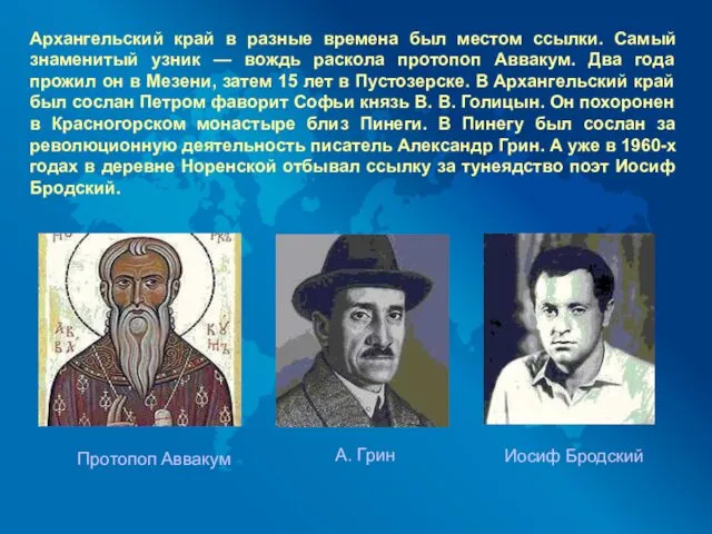 А. Грин Протопоп Аввакум Иосиф Бродский Архангельский край в разные