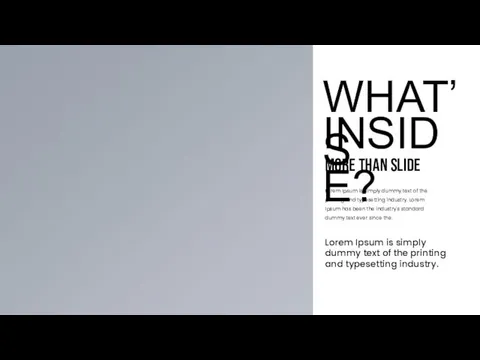 WHAT’S INSIDE? Lorem Ipsum is simply dummy text of the printing and typesetting