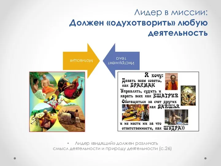 Лидер в миссии: Должен «одухотворить» любую деятельность Лидер «видящий» должен