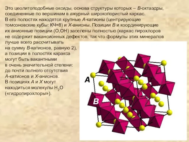 Это цеолитоподобные оксиды, основа структуры которых – B-октаэдры, соединенные по