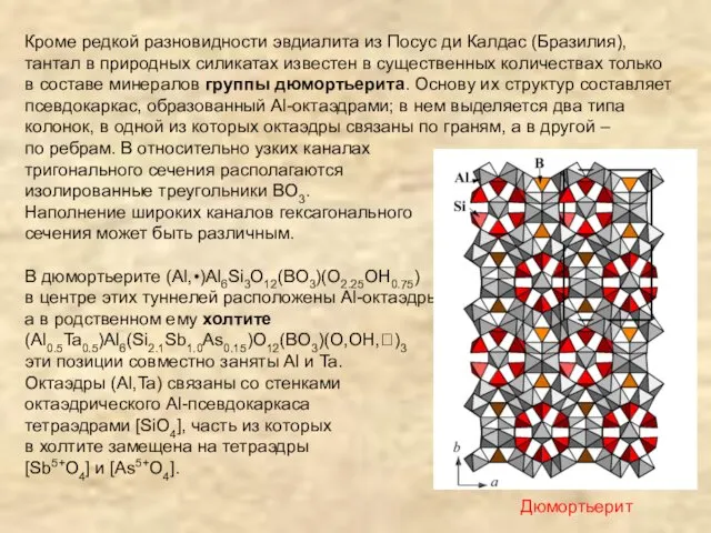 Кроме редкой разновидности эвдиалита из Посус ди Калдас (Бразилия), тантал