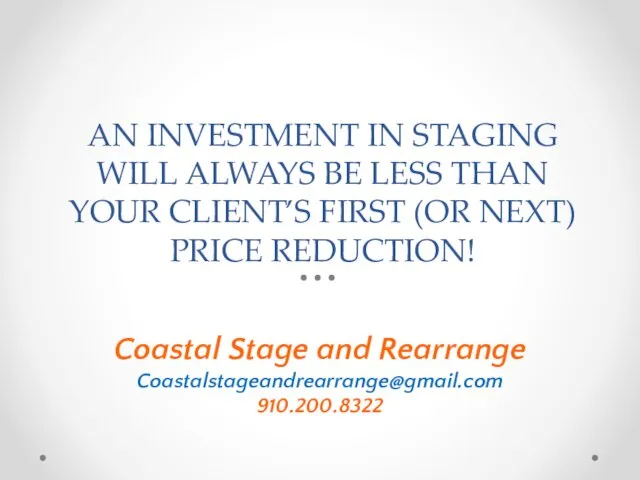 AN INVESTMENT IN STAGING WILL ALWAYS BE LESS THAN YOUR