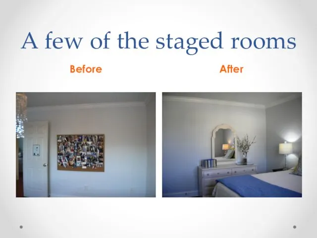 A few of the staged rooms Before After