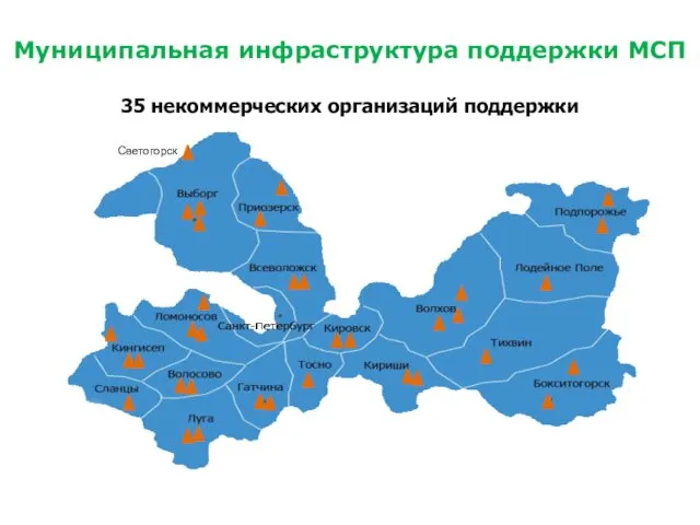 35 некоммерческих организаций поддержки Светогорск Муниципальная инфраструктура поддержки МСП