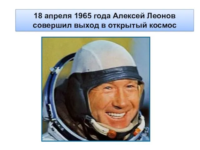 18 апреля 1965 года Алексей Леонов совершил выход в открытый космос