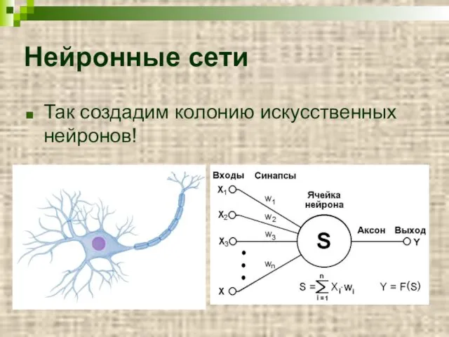 Нейронные сети Так создадим колонию искусственных нейронов!