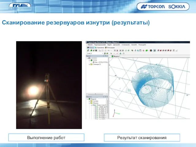 Выполнение работ Результат сканирования Сканирование резервуаров изнутри (результаты)